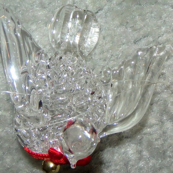 Vintage Clear Spun Glass Crystal Bird Hanging Christmas Holiday Ornament - Picture 8 of 11